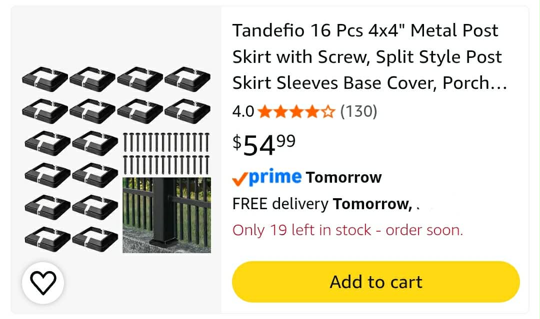 16 Pcs 4x4" Metal Post Skirt with Screw, Split Style Post Skirt Sleeves Base Cover, Porch Columns Wraps Glossy Black Base (Internal Size 3.5 x 3.5") - Image 2
