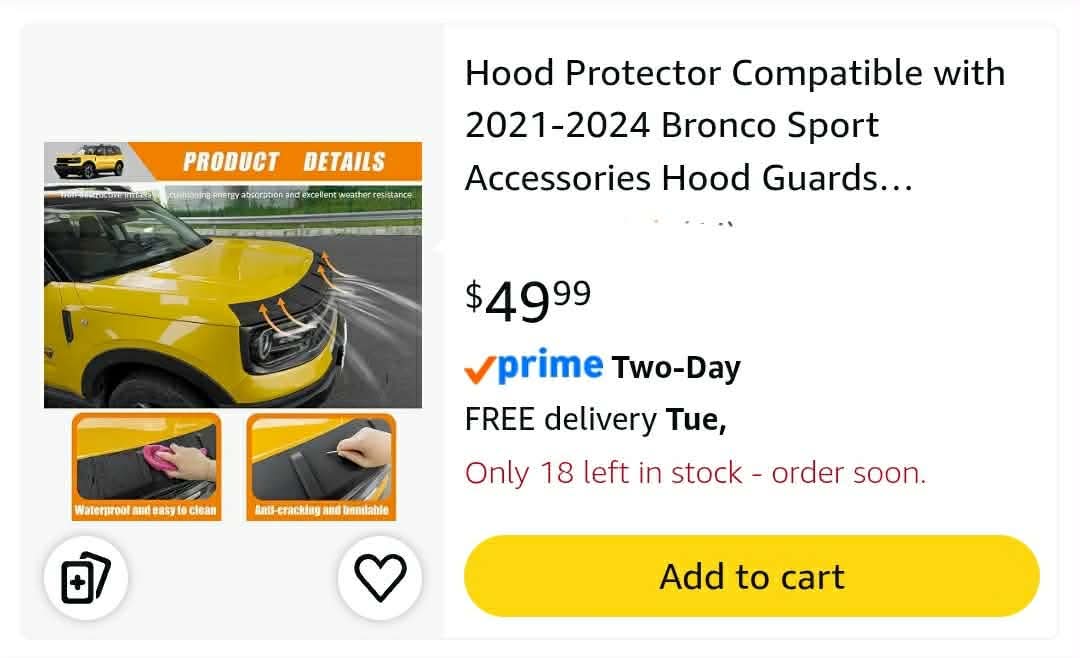 Hood Protector Compatible with 2021-2024 Bronco Sport Accessories Hood Guards Deflector Trim - Image 2