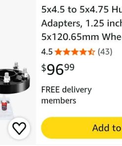 Alternative view of 5x4.5 to 5x4.75 Hubcentric Wheel Adapters, 1.25 inch 5x114.3mm to 5x120.65mm Wheel Adapters 70.5mm Hub Centric and 71.5mm Hub Bore with 1/2-20 Thread Pitch