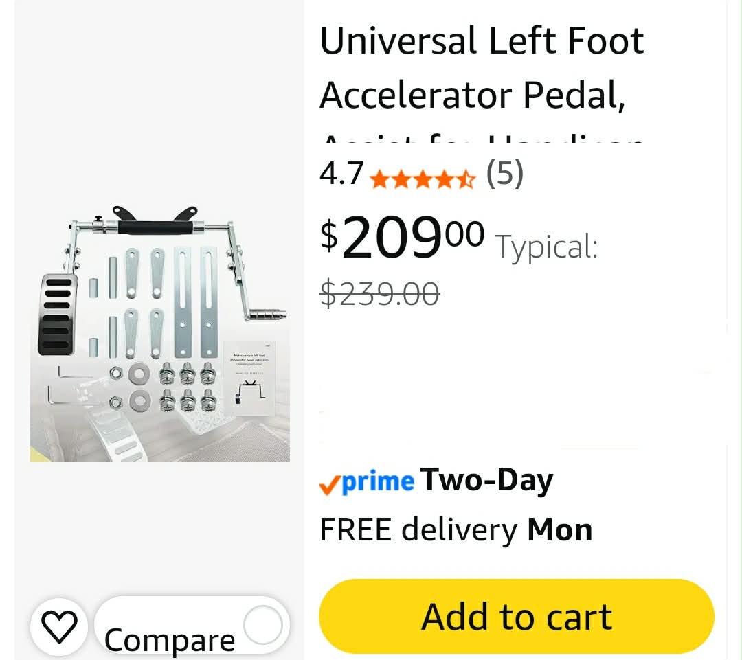 Universal Left Foot Accelerator Pedal, Assist for Handicap Disabled Injured Stroke Drivers, Removable and Adjustable Design Compatible with Most Automatic Vehicle Models - Image 2