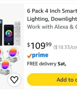 Alternative view of Pack 4 Inch Smart Recessed Lighting, Downlight 810 Lumen, 9W, Work with Alexa & Google Assistant, Wi-Fi Connect RGBW Recessed Lighting with Junction Box