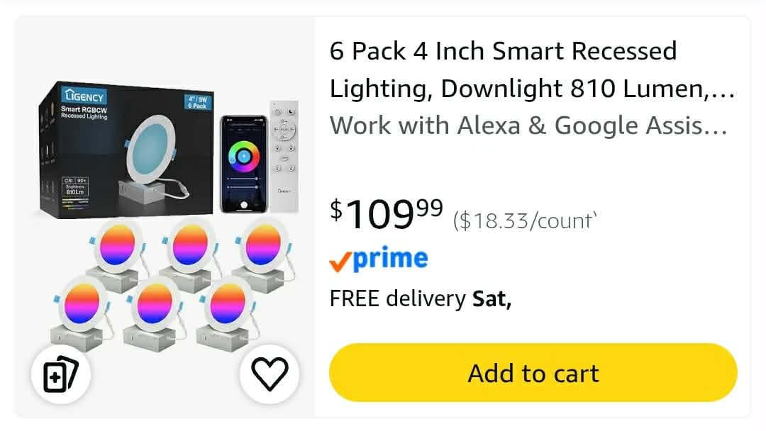 Pack 4 Inch Smart Recessed Lighting, Downlight 810 Lumen, 9W, Work with Alexa & Google Assistant, Wi-Fi Connect RGBW Recessed Lighting with Junction Box - Image 2