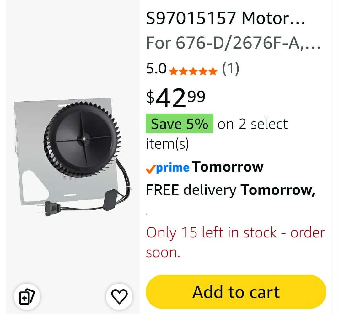 S97015157 Motor Assembly Compatible with Broan NuTone Bathroom Exhaust Fan - Image 2