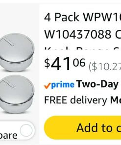 Alternative view of 4 Pack WPW10437088 W10437088 Control Knob Range Surface Burner Control Knob Compatible with Whirlpool Ranges