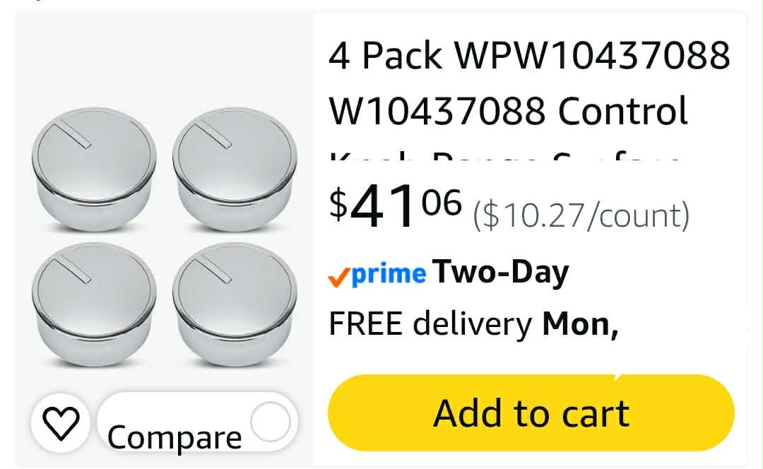 4 Pack WPW10437088 W10437088 Control Knob Range Surface Burner Control Knob Compatible with Whirlpool Ranges - Image 2