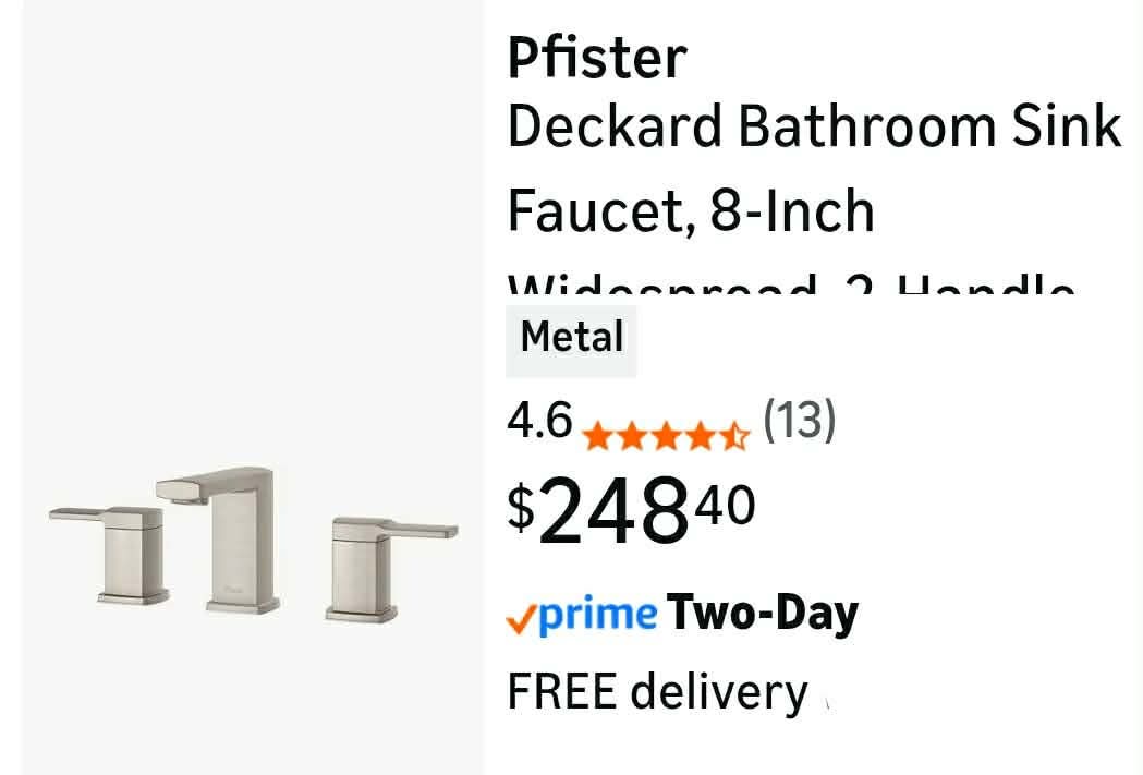 Pfister Deckard Bathroom Sink Faucet, 8-Inch Widespread, 2-Handle, 3-Hole, Brushed Nickel - Image 2