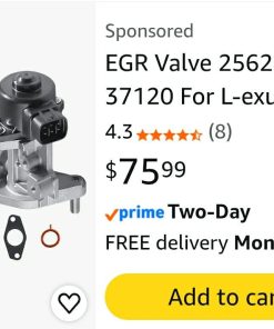 Alternative view of EGR Valve 25620-37120 For Lexus CT200H 2011-2017, For Toyota Prius 2010-2015, For Prius V 2012-2018 -1.8L L4 Engine, Replace# 04004-58137 EGV1235