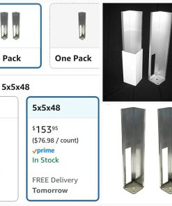 Alternative view of Vinyl Fence Concrete/Wood Post Mount Tower with Mounting Kit 5"x5"48" (2 Pack)