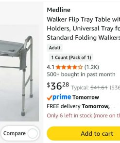 Alternative view of Medline Walker Flip Tray Table with 2 Cup Holders, Universal Tray for Standard Folding Walkers, Mobility Accessories