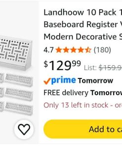 Alternative view of 10 Pcs 15 Inch White Baseboard Register Vent Cover, Decorative Floor Register Vent for Sidewall Duct Opening Baseboard Diffusers Heater Airflow, 4.5" Tall x 2.75" Deep, Heavy Duty Steel