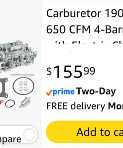 Alternative view of Carburetor 1906 AVS2 650 CFM 4-Barrel Carb with Electric Choke Satin Finish Replacement For Edelbrock 1906 AV2 Carburetor Square Flange New Annular Flow Booster