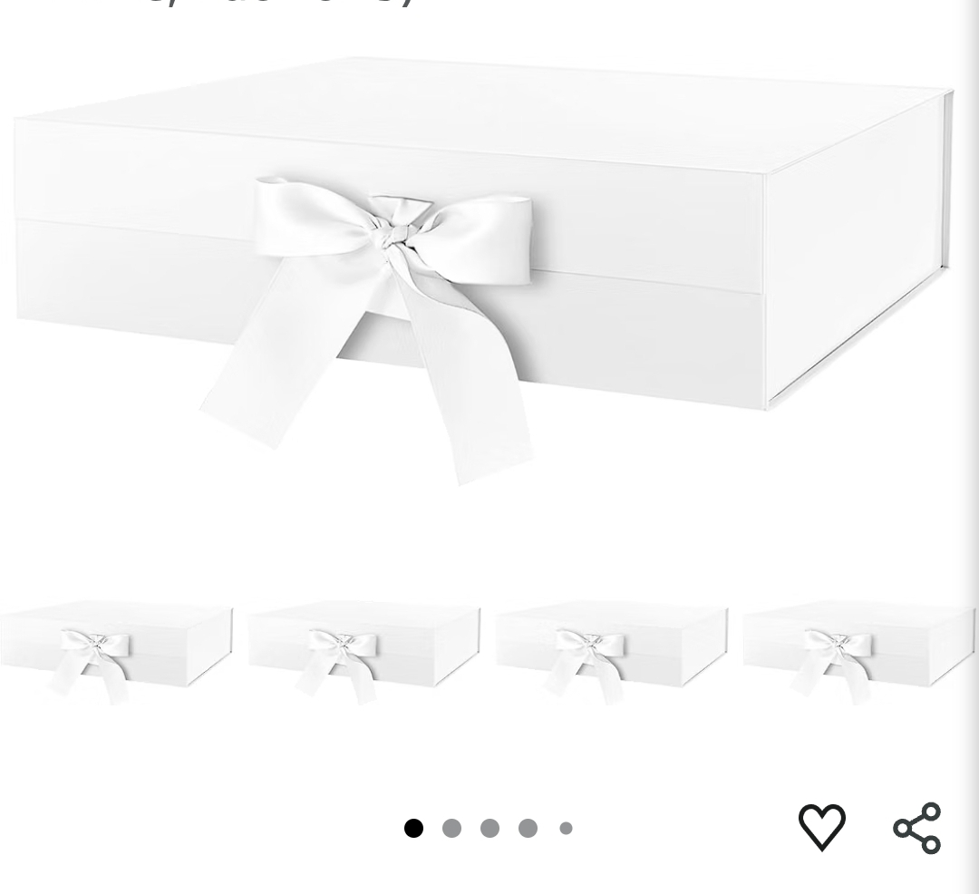 5 Large Gift Boxes with Lids and Ribbon