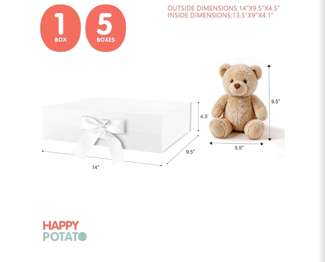 5 Large Gift Boxes with Lids and Ribbon - Image 4