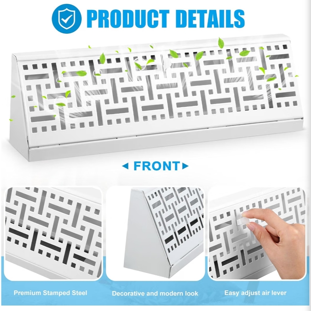 10 Pcs 15 Inch White Baseboard Register Vent Cover, Decorative Floor Register Vent for Sidewall Duct Opening Baseboard Diffusers Heater Airflow, 4.5" Tall x 2.75" Deep, Heavy Duty Steel - Image 6