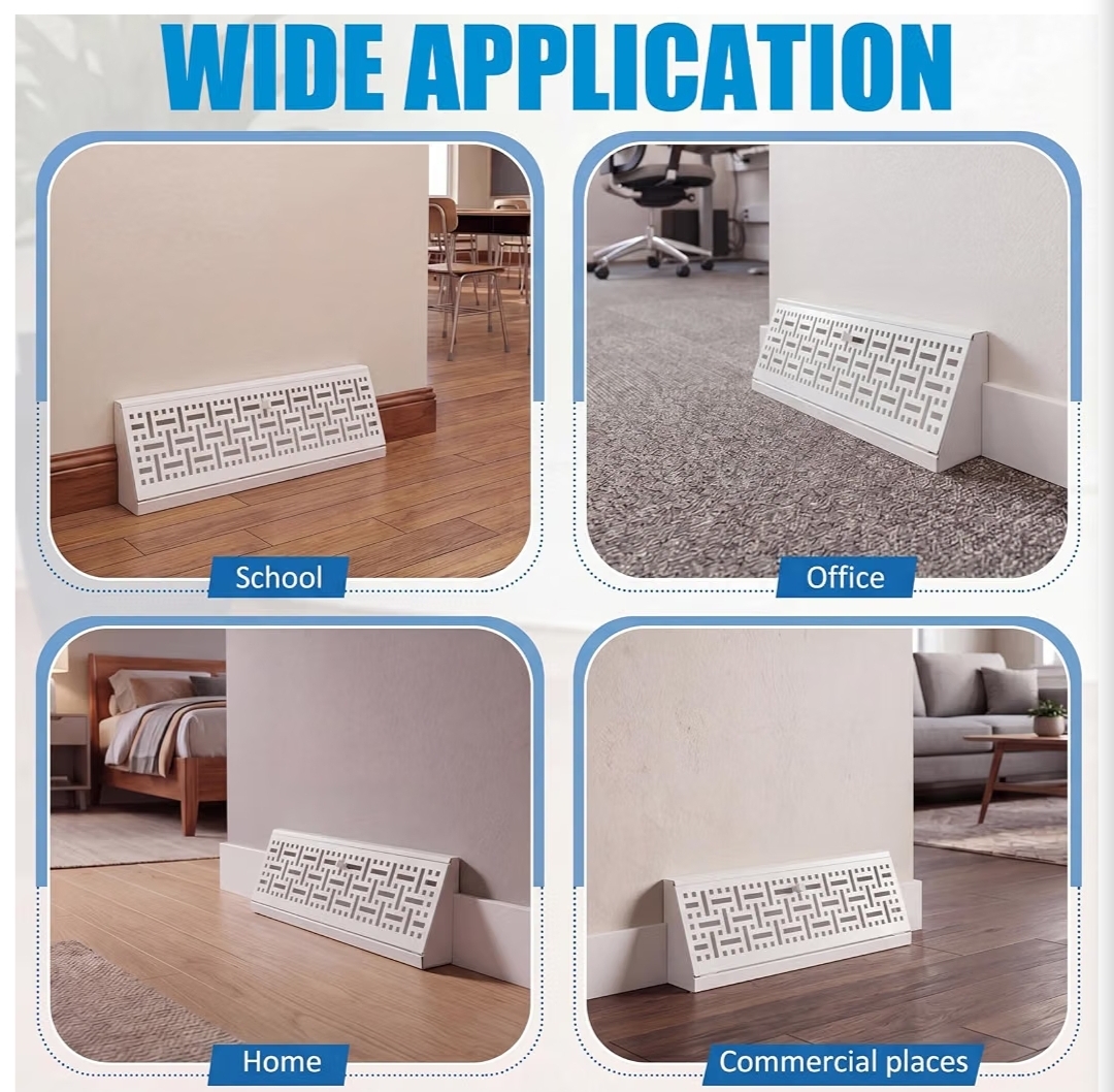 10 Pcs 15 Inch White Baseboard Register Vent Cover, Decorative Floor Register Vent for Sidewall Duct Opening Baseboard Diffusers Heater Airflow, 4.5" Tall x 2.75" Deep, Heavy Duty Steel - Image 9