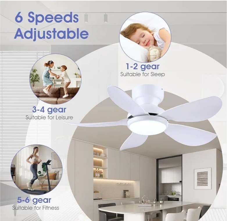 36 Inch Modern Ceiling Fans with Lights Remote/APP Control, 5 Reversible Curved Blades, 6 Speeds, 3 CCT Dimmable Lights White - Image 3
