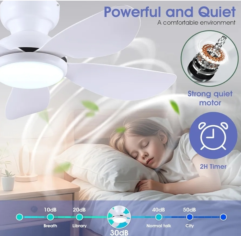 36 Inch Modern Ceiling Fans with Lights Remote/APP Control, 5 Reversible Curved Blades, 6 Speeds, 3 CCT Dimmable Lights White - Image 6