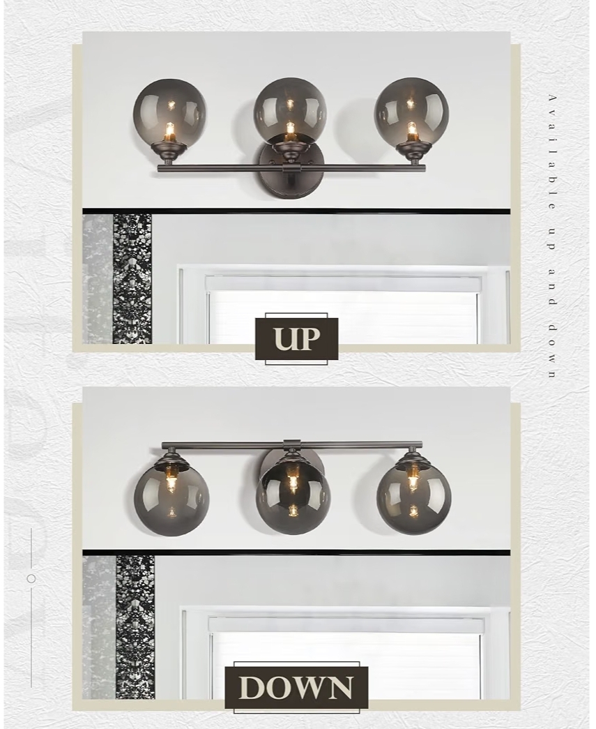 3-Light Vanity Light 21.26 Inch, Oil Rubbed Bronze Finish with Globe Glass Shade(G9 Base), Vanity Light Fixture - Image 7