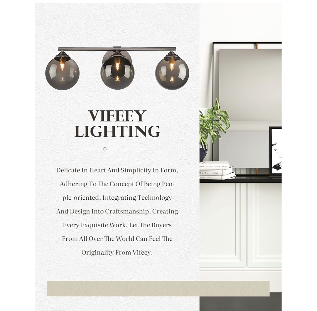3-Light Vanity Light 21.26 Inch, Oil Rubbed Bronze Finish with Globe Glass Shade(G9 Base), Vanity Light Fixture - Image 10