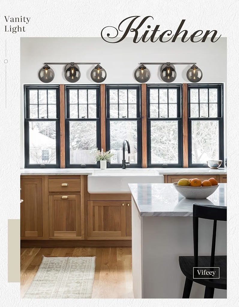 3-Light Vanity Light 21.26 Inch, Oil Rubbed Bronze Finish with Globe Glass Shade(G9 Base), Vanity Light Fixture - Image 11