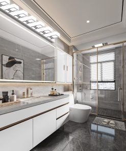 Alternative view of 46" Modern LED Chrome Vanity Lights 7 Lights Acrylic Stainless Steel LED Vanity Light Fixtures Chrome