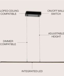 Alternative view of 39.5" Black Modern Integrated LED Linear Pendant Light, Dimmable Adjustable Hanging Island Fixture
