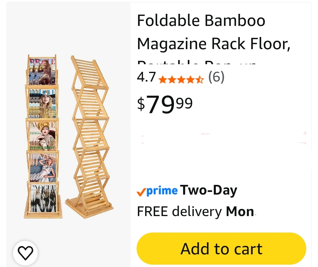Foldable Bamboo Magazine Rack Floor, Portable Pop-up Display Stand, Magazine Rack 5 Pockets - Image 2