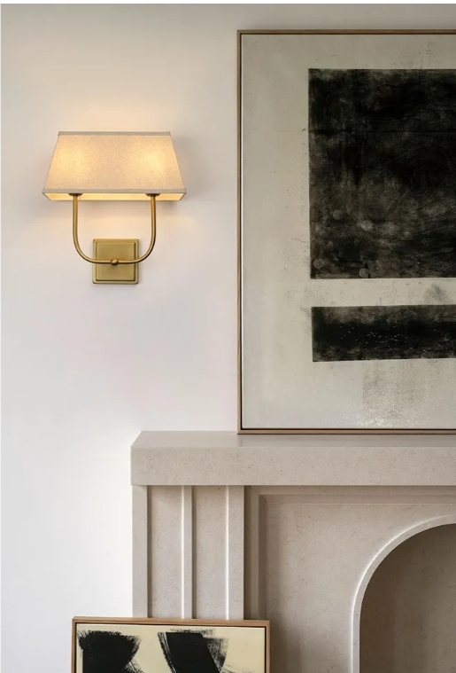 Vintage 2-Lights Wall Sconces with Linen Fabric Lampshade, Double Head Bathroom Vanity Lights Fixture in Antique Brass - Image 8