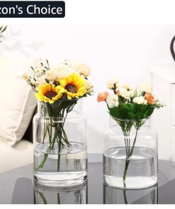 Large Glass Vase, Clear Glass Vase Set of 2, Large Flower Vases