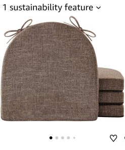 Chair Cushions for Dining Chairs, Kitchen Chair Cushions, 16'' x 16'' x 2'', Non Slip Indoor Seat Cushions, Chair Pads for Dining Chairs with Ties & Removable Cover, Set of 4, Brown