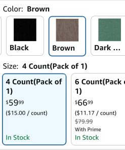 Alternative view of Chair Cushions for Dining Chairs, Kitchen Chair Cushions, 16'' x 16'' x 2'', Non Slip Indoor Seat Cushions, Chair Pads for Dining Chairs with Ties & Removable Cover, Set of 4, Brown