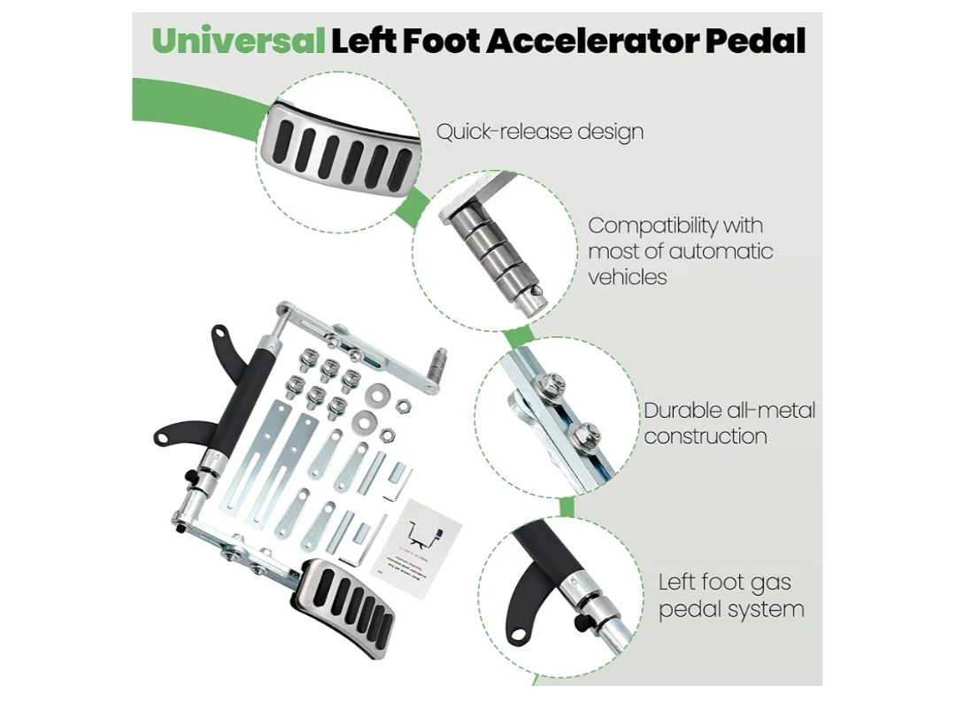 Universal Left Foot Accelerator Pedal, Assist for Handicap Disabled Injured Stroke Drivers, Removable and Adjustable Design Compatible with Most Automatic Vehicle Models - Image 7