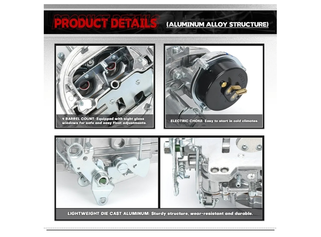 Carburetor 1906 AVS2 650 CFM 4-Barrel Carb with Electric Choke Satin Finish Replacement For Edelbrock 1906 AV2 Carburetor Square Flange New Annular Flow Booster - Image 8