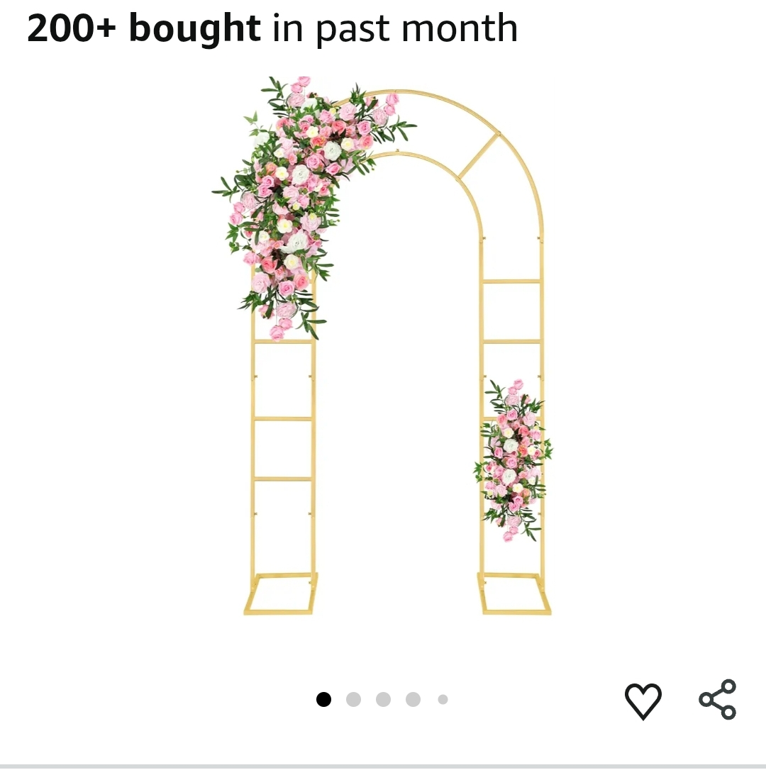 U-Shaped Metal Arched Flower Rack Perfect for Wedding Decorations and Celebrations 7.2 x 4.2 FT Wedding Arch Frame (Gold)