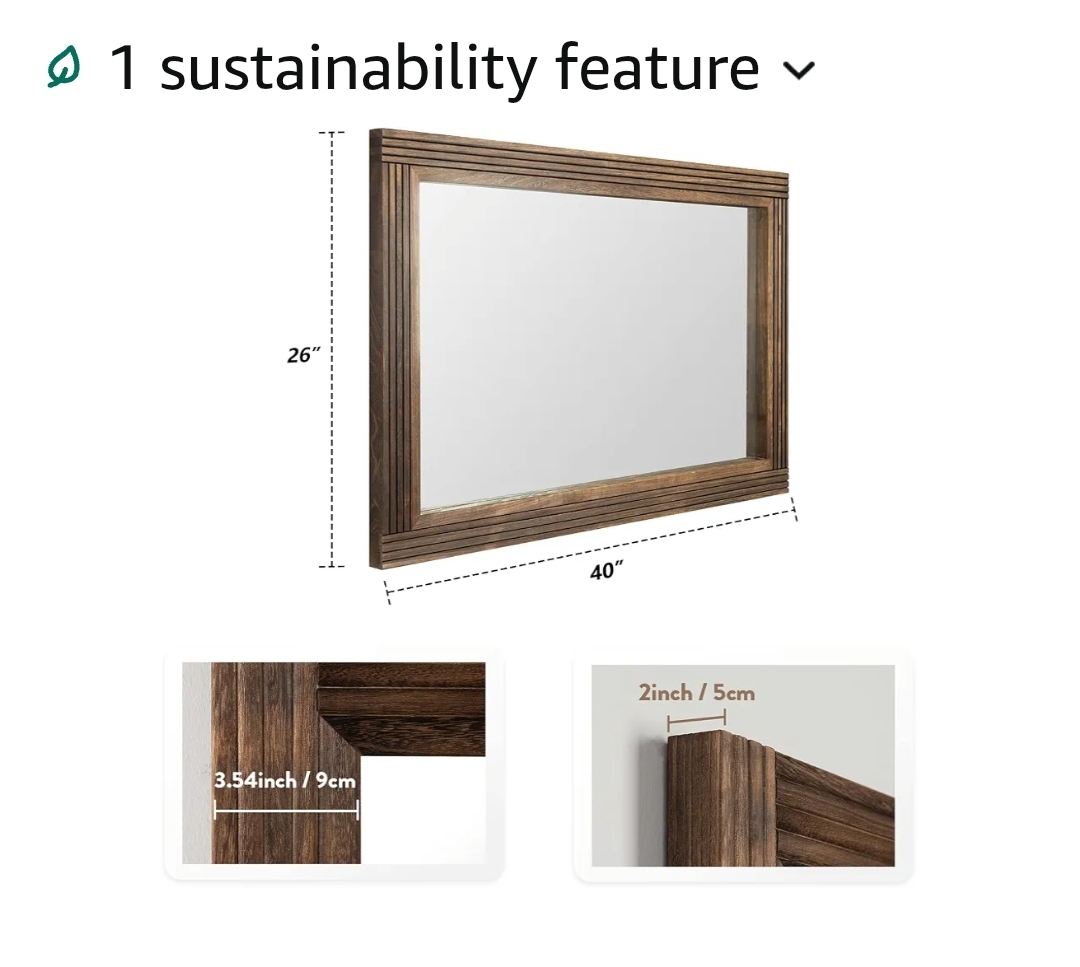 40x26 Hand-Made Wooden Spliced Wall Mirror for Bathroom, Rustic Farmhouse Vanity Mirror, Décor Wall Art, Solid Wood Frame, Vertical or Horizontal Hanging - Image 4