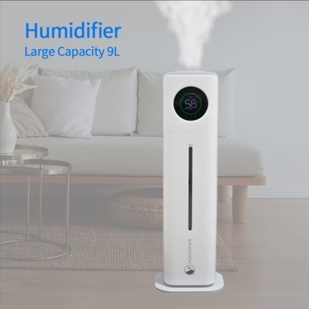 2.4 Gal/9L Humidifier for Bedroom, Large Room 500ft², Cool Mist Air Humidifiers with 75H Runtime, Humidity Setting, Easy to Clean, Top Fill, 30dB Quiet