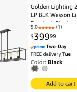Alternative view of Golden Lighting Wesson 5-light Island Light in Matte Black