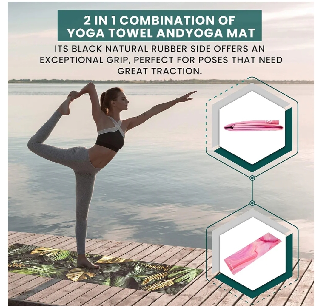 Printed Design- Portable Thin Mat with Carrying Strap- Non Slip Exercise Mats for Home Workout or Studio (Pink Marble) - Image 8