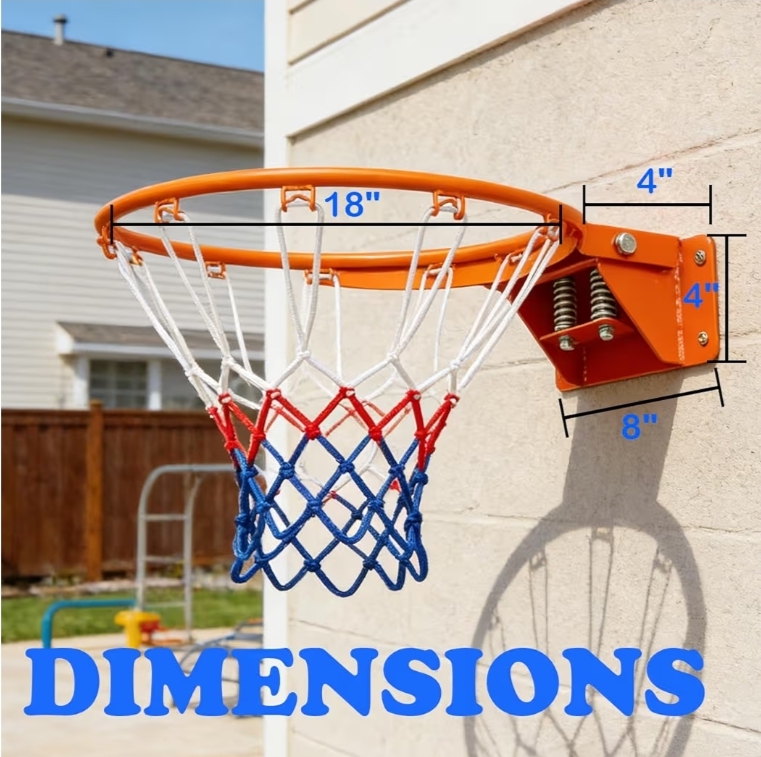 Rakon Basketball Double Spring Solid Rim And Net Wall Mounted - Image 6