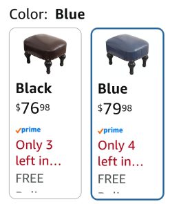 Alternative view of Small Foot Stool Blue Leather Vintage Upholstered Footrest Solid Wooden Foot Stool
