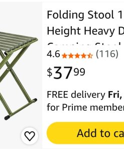 Alternative view of TRIPLE TREE Folding Stool 17.8" Height Heavy Duty Camping Stool Outdoor Portable Chair Hold up to 600 lbs