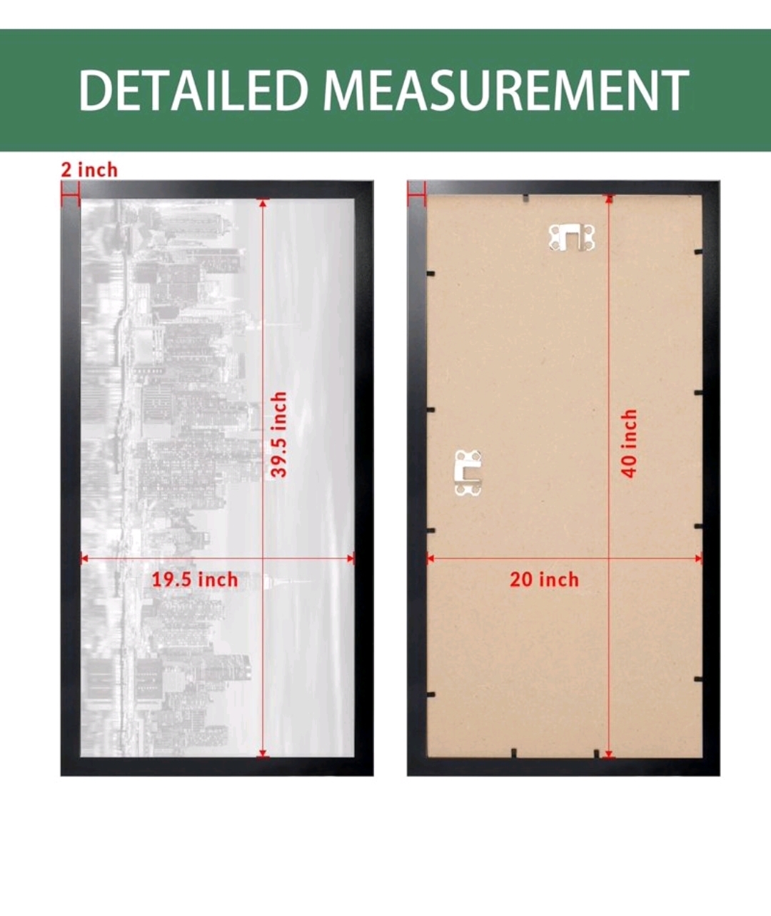 20x40 Picture Frames Black 1 Pack, Wood 20x40 Panoramic Picture Frame for Wall Mounting, Simple and Classic Style - Image 2