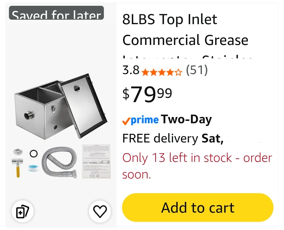 8LBS Top Inlet Commercial Grease Interceptor, Stainless Steel Grease Trap 4 Gallon, Under Sink Grease Trap Waste Water Oil-water Separator - Image 4