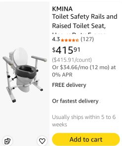 Alternative view of KMINA Toilet Safety Rails and Raised Toilet Seat, Heavy Duty Frame with Handles, Adjustable Height and Width, Handicap Grab Bars