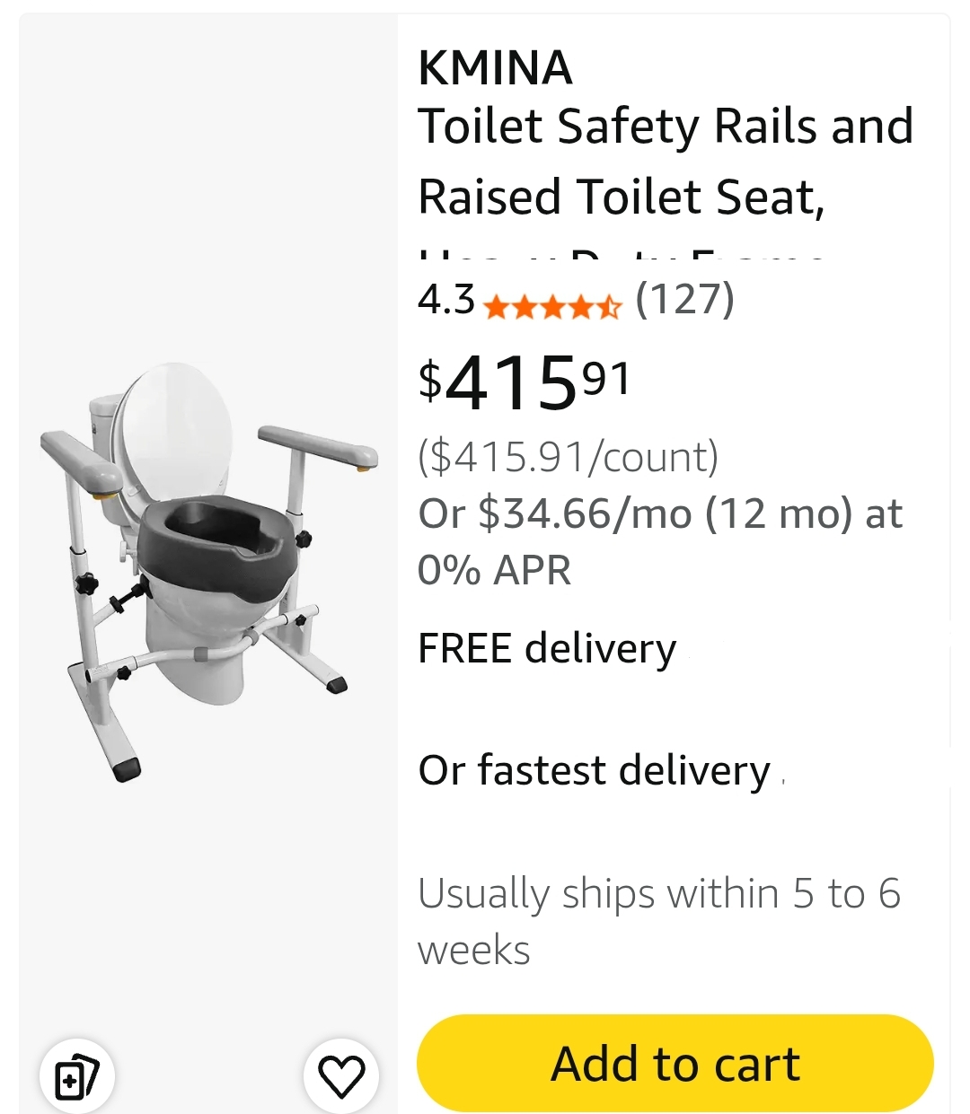 KMINA Toilet Safety Rails and Raised Toilet Seat, Heavy Duty Frame with Handles, Adjustable Height and Width, Handicap Grab Bars - Image 2