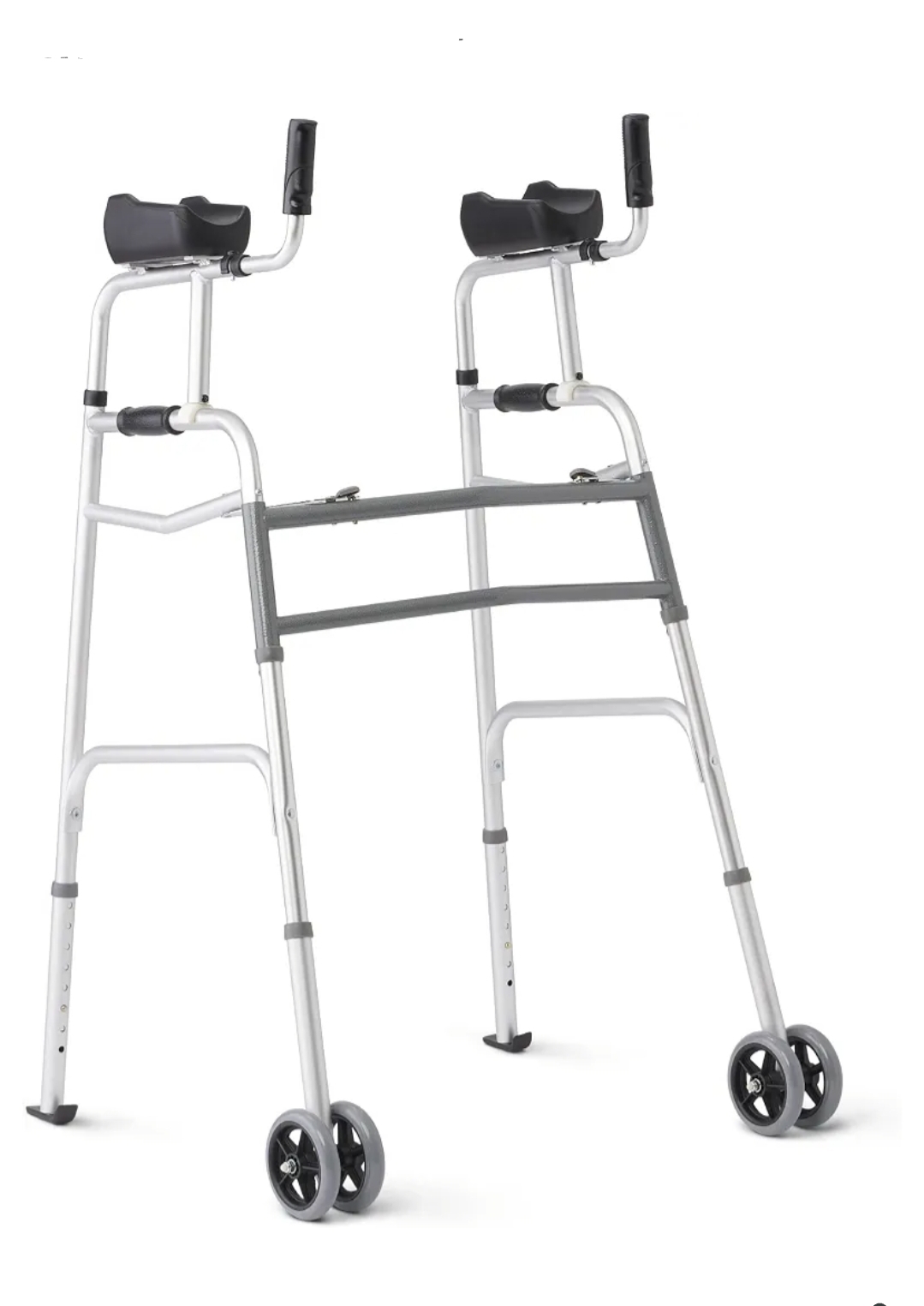 Medline Upright Walker with 5” Dual Wheels, Forearm Walker with Armrests, Height Adjustable, 300lb Weight Capacity, Height Adjustable 46-53", 31" Wide