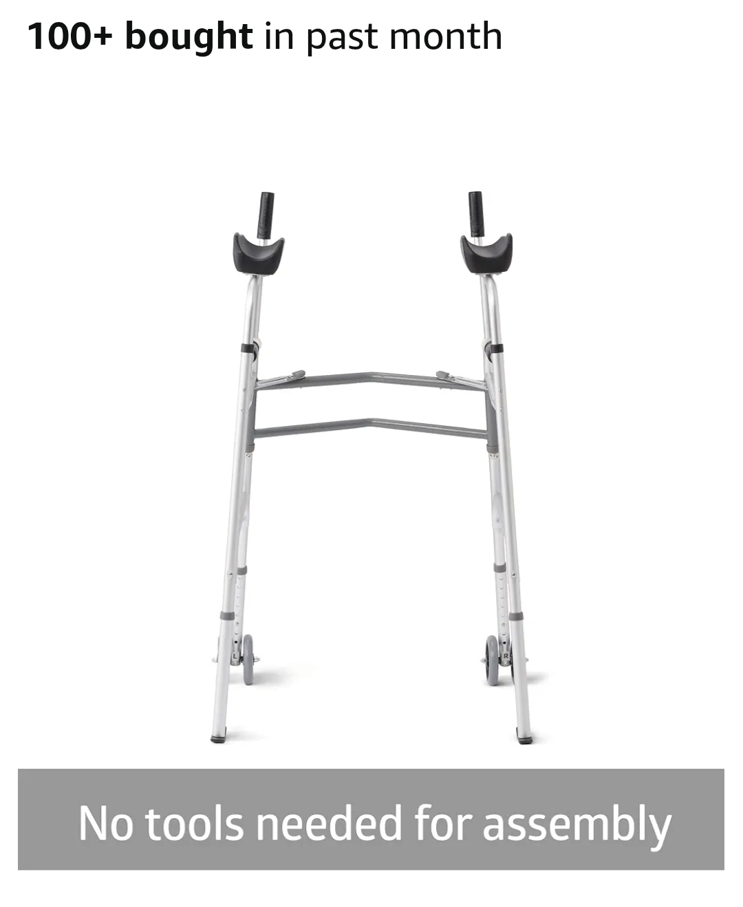 Medline Upright Walker with 5” Dual Wheels, Forearm Walker with Armrests, Height Adjustable, 300lb Weight Capacity, Height Adjustable 46-53", 31" Wide - Image 4