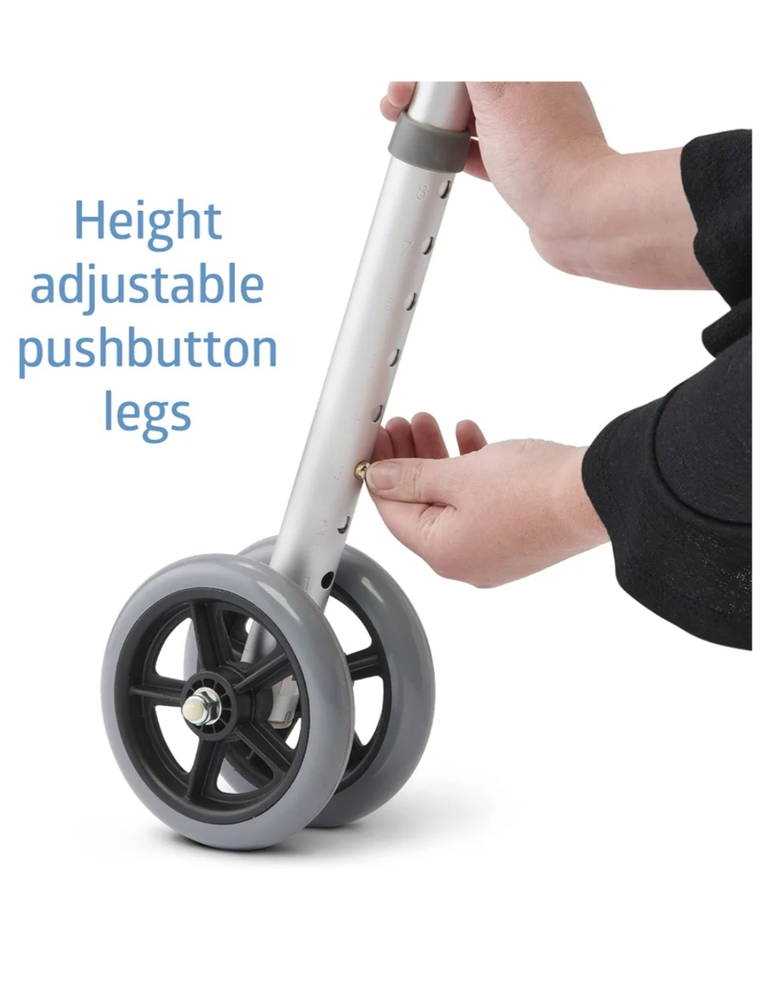 Medline Upright Walker with 5” Dual Wheels, Forearm Walker with Armrests, Height Adjustable, 300lb Weight Capacity, Height Adjustable 46-53", 31" Wide - Image 7