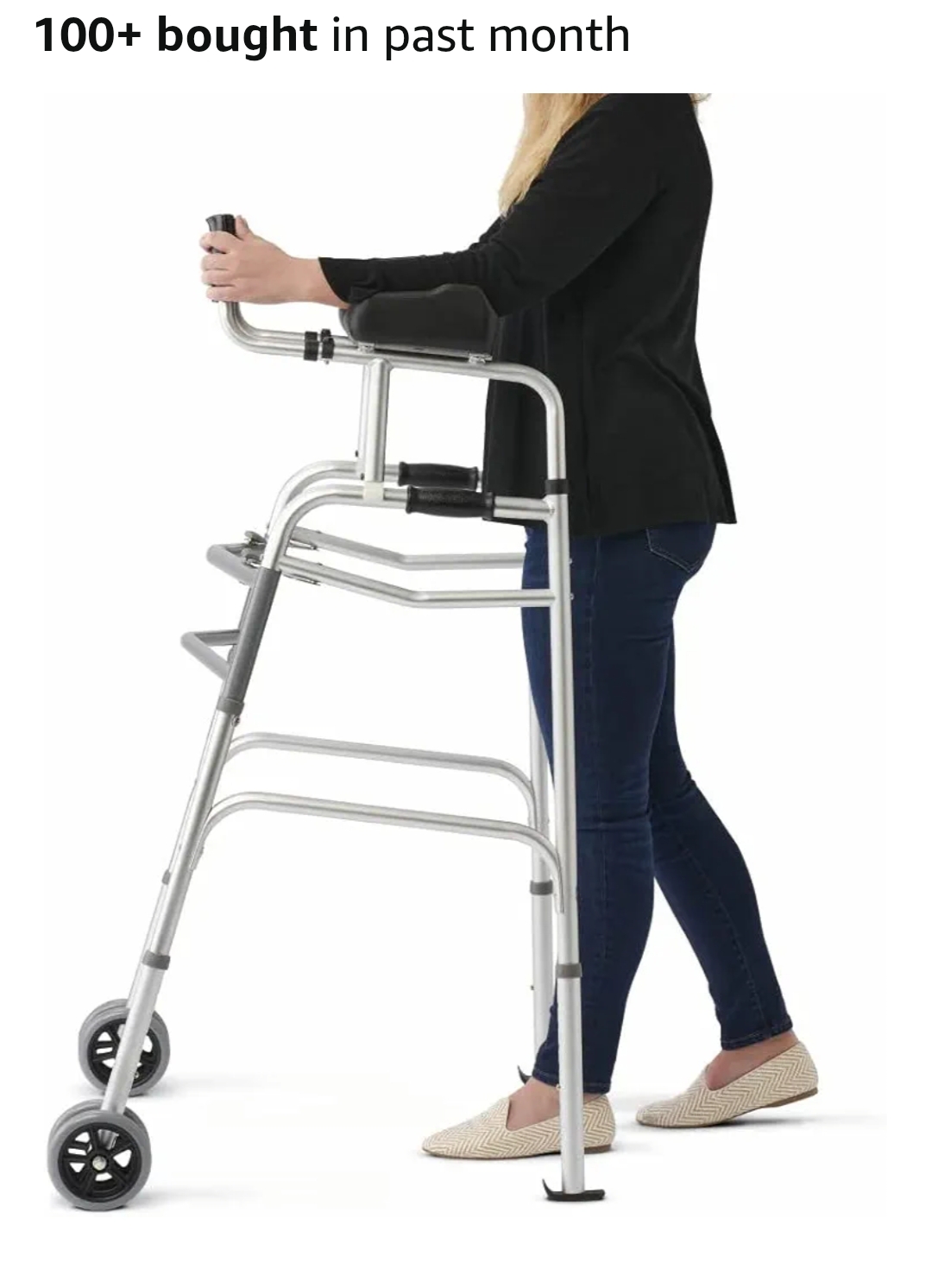 Medline Upright Walker with 5” Dual Wheels, Forearm Walker with Armrests, Height Adjustable, 300lb Weight Capacity, Height Adjustable 46-53", 31" Wide - Image 9