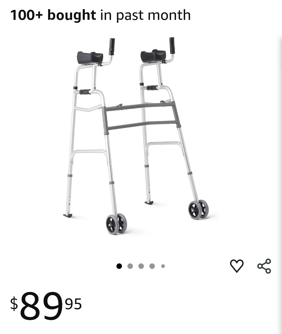Medline Upright Walker with 5” Dual Wheels, Forearm Walker with Armrests, Height Adjustable, 300lb Weight Capacity, Height Adjustable 46-53", 31" Wide - Image 12